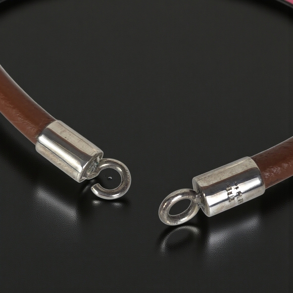 Vintage Taxco Sterling and Leather Choker Necklace and Bracelet Set - Picture 6 of 13